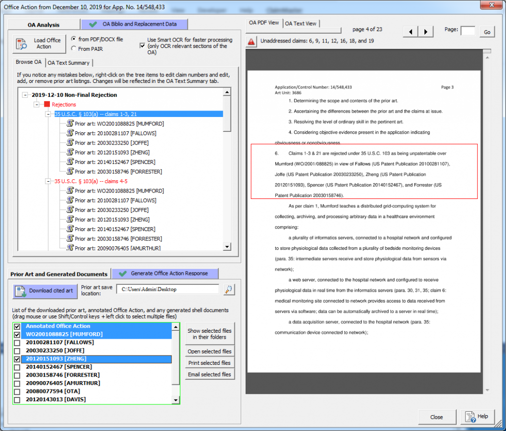 Office Action Browser screenshot