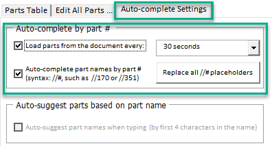 auto complete parts