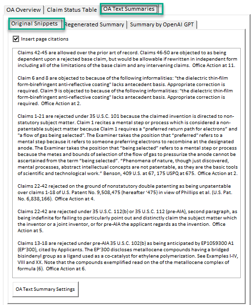 Office Action summary original