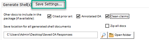 Office Action shells settings