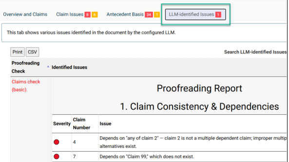 Configuring LLM patent proofreading