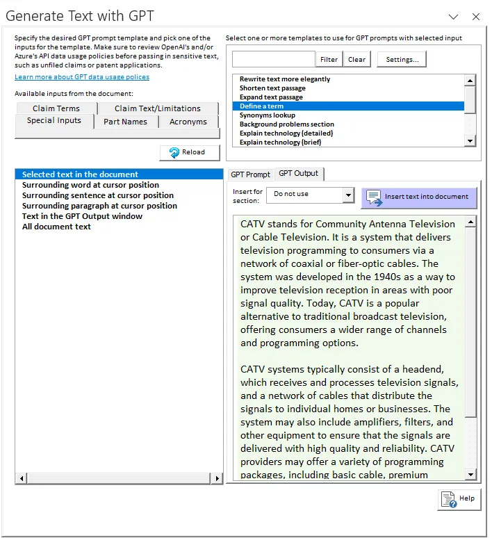 Use generative AI for patent application drafting